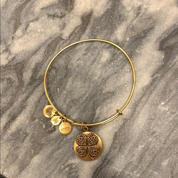 Gold Alex + Ani four leaf clover bangle - Picture 1 of 3